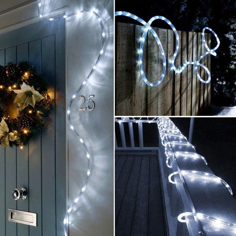 Honche Solar Rope Light 33FT 100L IP65 Weatherproof Outdoor LED Copper Fairy String Tube Lights for Party Garden Porch Yard Home Wedding Vacation New Year Holiday Decoration Lighting(Cool White) - Image 3